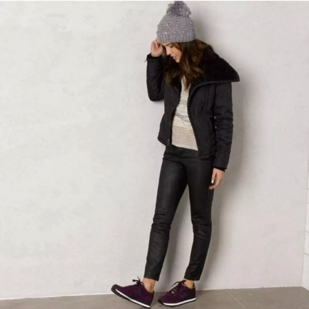 PrAna Jett coated wet look organic black jean pant